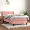 Cama box spring con colchón terciopelo rosa 100x200 cm