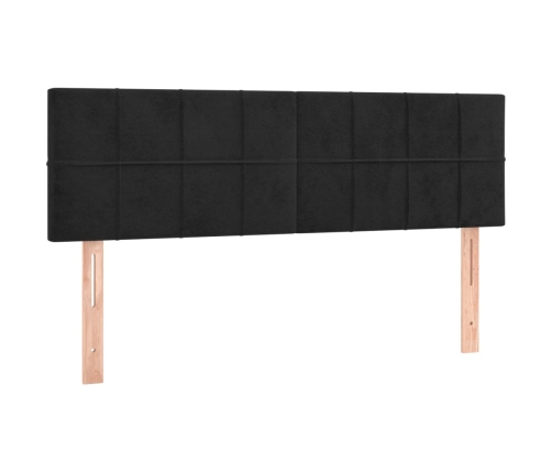 Cama box spring con colchón terciopelo negro 140x190 cm