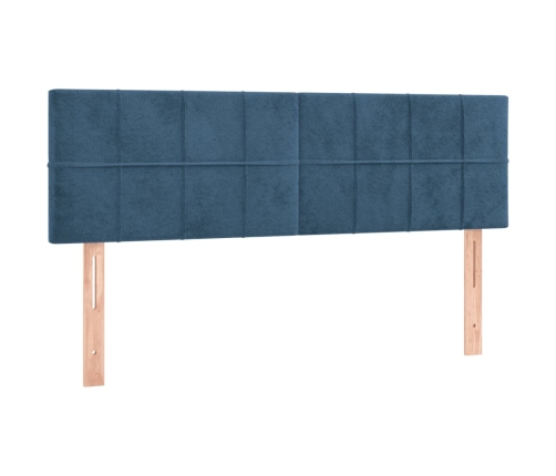 Cama box spring con colchón terciopelo azul oscuro 140x200 cm