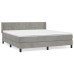 Cama box spring con colchón terciopelo gris claro 160x200 cm