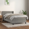 Cama box spring con colchón terciopelo gris claro 80x200 cm