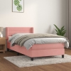 Cama box spring con colchón terciopelo rosa 90x190 cm