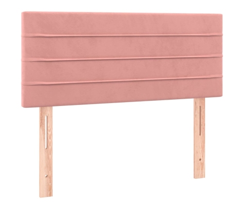 Cama box spring con colchón terciopelo rosa 90x200 cm