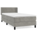 Cama box spring con colchón terciopelo gris claro 100x200 cm