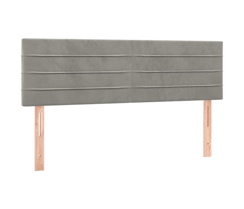 Cama box spring con colchón terciopelo gris claro 140x190 cm