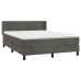 Cama box spring con colchón terciopelo gris oscuro 140x190 cm