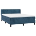 Cama box spring con colchón terciopelo azul oscuro 140x190 cm