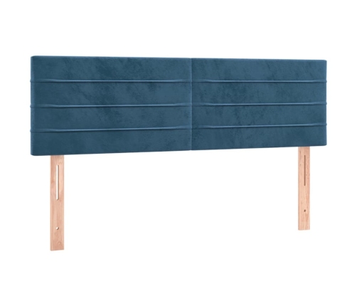 Cama box spring con colchón terciopelo azul oscuro 140x190 cm