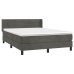 Cama box spring con colchón terciopelo gris oscuro 140x200 cm