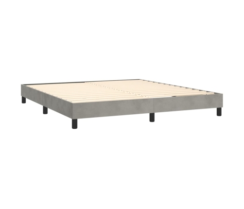 Cama box spring con colchón terciopelo gris claro 160x200 cm