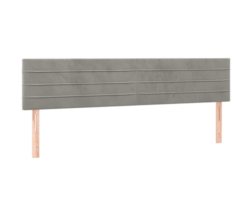 Cama box spring con colchón terciopelo gris claro 160x200 cm