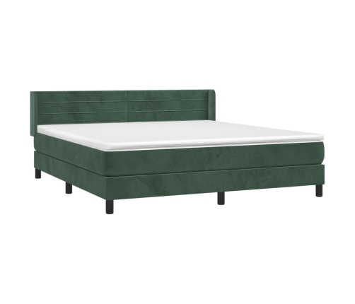 Cama box spring con colchón terciopelo verde oscuro 160x200 cm