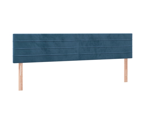 Cama box spring con colchón terciopelo azul oscuro 160x200 cm