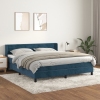 Cama box spring con colchón terciopelo azul oscuro 160x200 cm