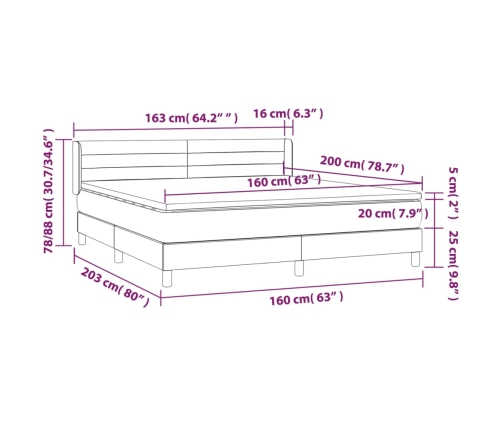 Cama box spring con colchón terciopelo rosa 160x200 cm