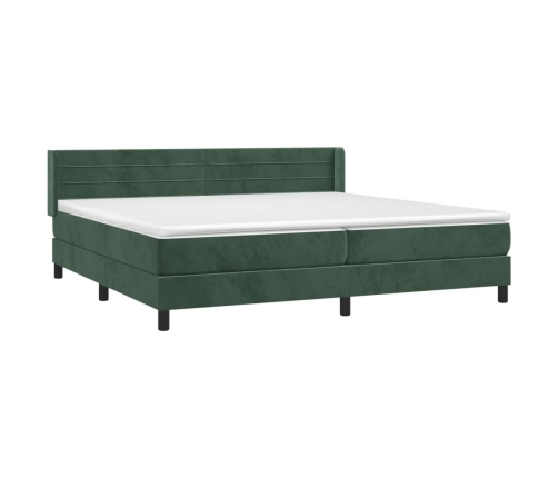 Cama box spring con colchón terciopelo verde oscuro 200x200 cm