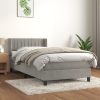 Cama box spring con colchón terciopelo gris claro 80x200 cm