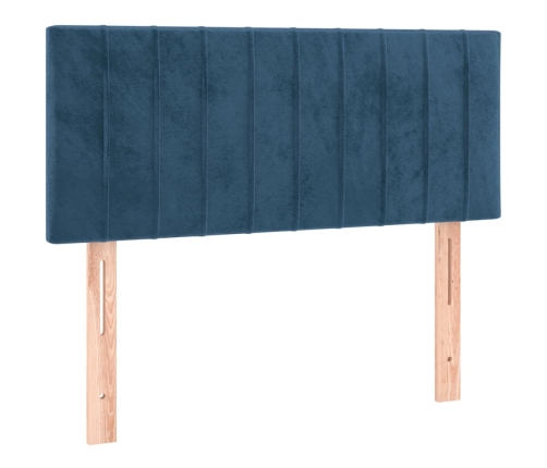 Cama box spring con colchón terciopelo azul oscuro 80x200 cm