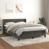 Cama box spring con colchón terciopelo gris oscuro 140x190 cm