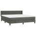 Cama box spring con colchón terciopelo gris oscuro 160x200 cm