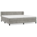 Cama box spring con colchón terciopelo gris claro 200x200 cm