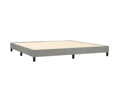 Cama box spring con colchón terciopelo gris claro 200x200 cm