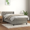 Cama box spring con colchón terciopelo gris claro 80x200 cm