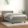 Cama box spring con colchón terciopelo gris claro 90x190 cm