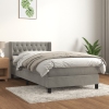 Cama box spring con colchón terciopelo gris claro 100x200 cm