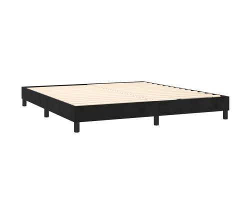 Cama box spring con colchón terciopelo negro 160x200 cm