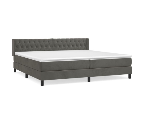 Cama box spring con colchón terciopelo gris oscuro 200x200 cm