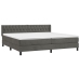 Cama box spring con colchón terciopelo gris oscuro 200x200 cm