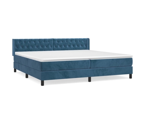 Cama box spring con colchón terciopelo azul oscuro 200x200 cm