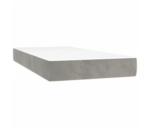 Cama box spring con colchón terciopelo gris claro 80x200 cm