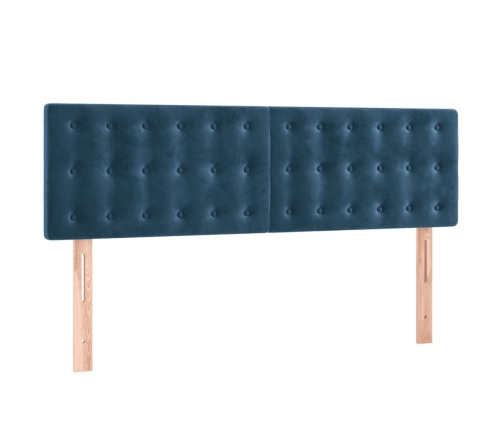 Cama box spring con colchón terciopelo azul oscuro 140x190 cm
