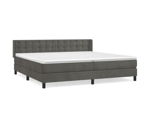 Cama box spring con colchón terciopelo gris oscuro 200x200 cm