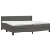 Cama box spring con colchón terciopelo gris oscuro 200x200 cm