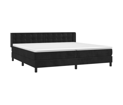 Cama box spring con colchón terciopelo negro 200x200 cm