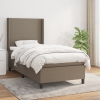 Cama box spring con colchón tela gris taupe 90x200 cm