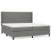 Cama box spring con colchón tela gris oscuro 200x200 cm