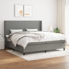 Cama box spring con colchón tela gris oscuro 200x200 cm