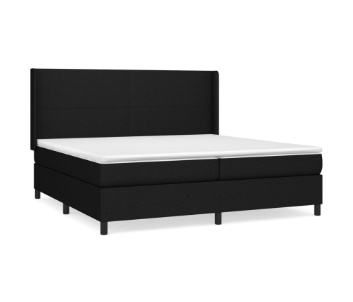 Cama box spring con colchón tela negro 200x200 cm