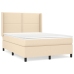 Cama box spring con colchón tela color crema 140x190 cm