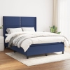 Cama box spring con colchón tela azul 140x190 cm