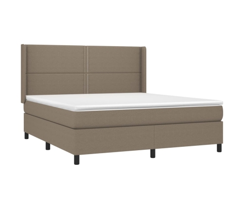 vidaXL Cama box spring con colchón tela gris taupe 160x200 cm