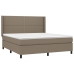 vidaXL Cama box spring con colchón tela gris taupe 160x200 cm