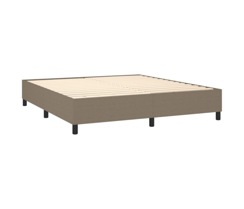 vidaXL Cama box spring con colchón tela gris taupe 160x200 cm