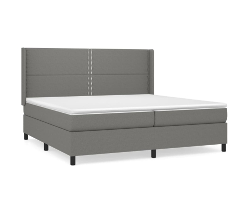 Cama box spring con colchón tela gris oscuro 200x200 cm