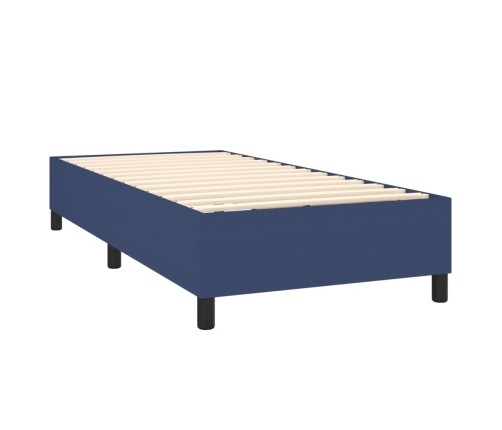 Cama box spring con colchón tela azul 80x200 cm