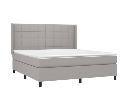 Cama box spring con colchón tela gris claro 180x200 cm